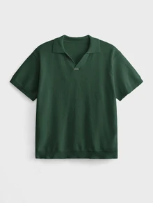 EASEVO 大尺碼男士純色 Polo 領短袖休閒針織上衣 Tropicoqueta - 橄欖綠 - 查看 2