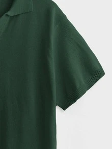 EASEVO 大尺碼男士純色 Polo 領短袖休閒針織上衣 Tropicoqueta - 橄欖綠 - 查看 7
