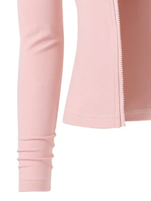 SHEIN Tween Girls Fall Outfits 3pcs/Set Girly Pink S Set, Stand Collar Jacket + Camisole + Flared Pants, Chic, Graduation, Layered, Gym - Pink - View 6