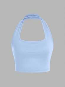 SHEIN EZwear 3pcs Women Casual Cropped Halter Neck Camisole Tops, Suitable For Summer Croptops 3 Pack Tops Halter Tops Pastel Tops,Summer Top - Multicolor - View 5