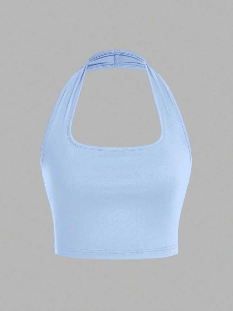 SHEIN EZwear 3pcs Women Casual Cropped Halter Neck Camisole Tops, Suitable For Summer Croptops 3 Pack Tops Halter Tops Pastel Tops,Summer Top - Multicolor - View 5