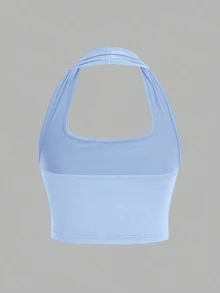 SHEIN EZwear 3pcs Women Casual Cropped Halter Neck Camisole Tops, Suitable For Summer Croptops 3 Pack Tops Halter Tops Pastel Tops,Summer Top - Multicolor - View 8