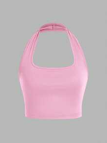 SHEIN EZwear 3pcs Women Casual Cropped Halter Neck Camisole Tops, Suitable For Summer Croptops 3 Pack Tops Halter Tops Pastel Tops,Summer Top - Multicolor - View 4