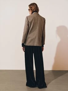 MOTF PREMIUM FRENCH MINIMALIST BLENDED WOOL TWEED OVERSIZED BLAZER - Camel - View 2