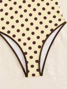 Swim Mod Spring/Summer Women's One-Piece Plaid Swimsuit With Spaghetti Strap For Beach Vacation - Yellow - View 5