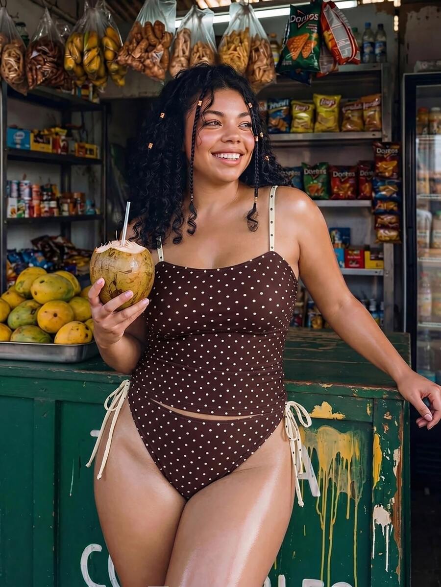 SHEIN Swim 2026 New Spring/Summer Plus Size Tank Bikini Women's Vacation Beachwear
