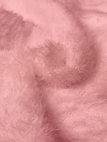 Franclia European And American Autumn/Winter Fashion All-Match Versatile High Neck Thickened Fleece Lined Slim Fit Long Sleeve Knit Base Layer Top - Baby Pink - View 7