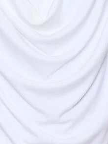 MUSERA Cowl Neck Draped Plunge Open Back Hooded Top Autumn Fall Winter Daily Back To School Pink Pony - White - View 6
