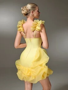 Nuvra 2026 Women's Bandage Dress Party Anniversary Bodycon Dress - Yellow - View 2