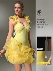 Nuvra 2026 Women's Bandage Dress Party Anniversary Bodycon Dress - Yellow - View 4