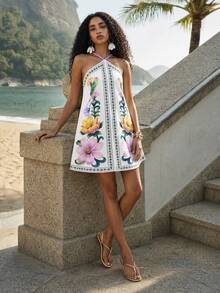 CAJUNI Men's Floral Print Sexy Vacation Dress - Multicolor - View 3