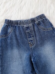 SHEIN Set Baju Jeans dan Rompi Bulu Musim Dingin untuk Bayi Laki-laki, Kerah Tinggi, dan Sweatshirt Musim Gugur - MultiWarna - View 5