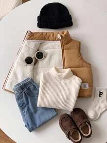 SHEIN Set Baju Jeans dan Rompi Bulu Musim Dingin untuk Bayi Laki-laki, Kerah Tinggi, dan Sweatshirt Musim Gugur - MultiWarna - View 8