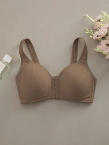 DesireSculpt 前扣式女士吊带背心，带胸垫，日常穿着方便 - 咖啡棕 - 查看 5