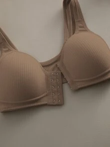 DesireSculpt 前扣式女士吊带背心，带胸垫，日常穿着方便 - 咖啡棕 - 查看 6