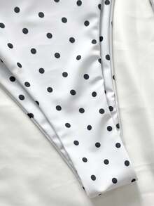 Swim Mod Springbreak Women's Bikini Swimwear Set, Polka Dot Print For Summer Beach Vacation - White - View 5