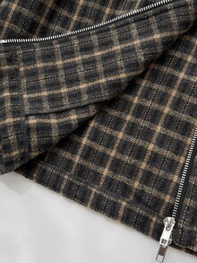Elamini Women's Plaid Long Sleeve Zip-Up Casual Overcoat - Multicolor - View 7