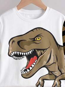 Young Boy Casual Minimalist Streetwear T-Shirt Set, Boys Casual Camouflage Dinosaur T-Rex Print Short Sleeve Crew Neck T-Shirt And Shorts 2-Piece Set, Back To School Season, 4-7 Years Old Children (2-Piece Set) - Multicolor - View 5