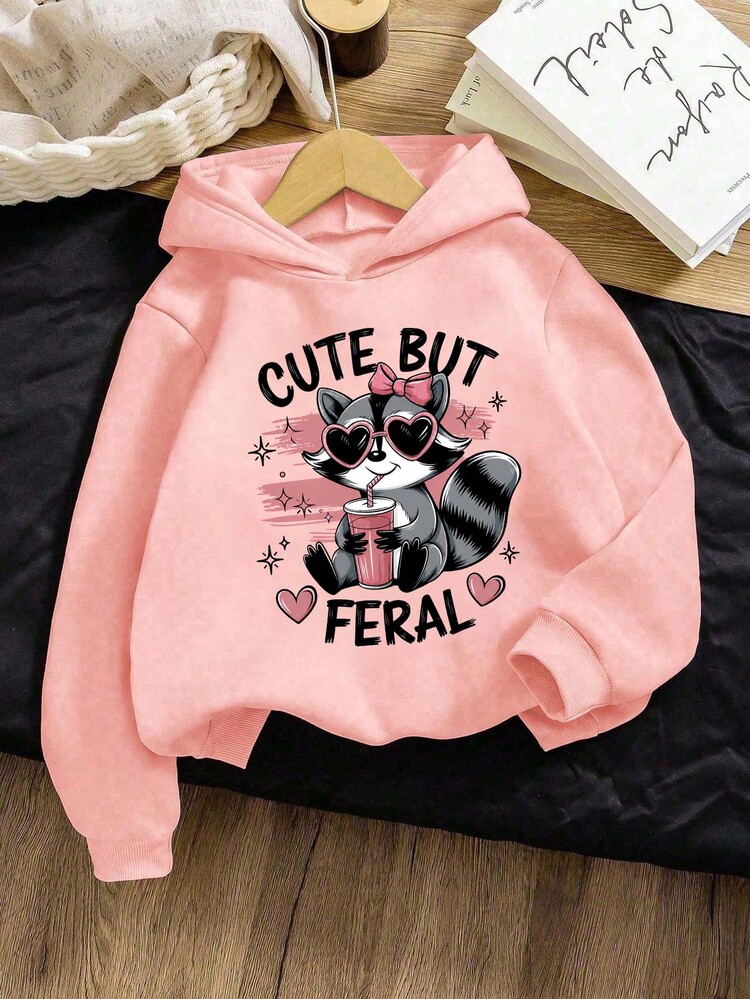 Sweatshirt Kasual Sehari-hari Motif Leopard dan Pita untuk Anak Perempuan, Musim Gugur dan Musim Dingin - Berwarna merah muda - View 1