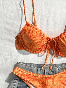 Swim Mod 女款性感細肩帶比基尼泳衣 2 件套 夏季海灘度假適用 - 紅色 - 查看 6