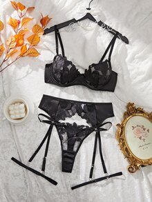 SHEIN 5-Piece Women Sexy Lingerie Set For Going Out - Black - View 5