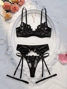 SHEIN 5-Piece Women Sexy Lingerie Set For Going Out - Black - View 2