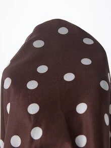 Lyckli Elegant Maternity Polka Dot Print Slim Fit Commuter Dress - Brown - View 9