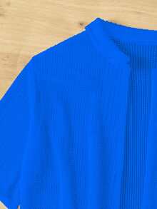 Swim Basics Summer Beach Women's Short Sleeve Cover Up And Shorts Set - Royal Blue - View 6