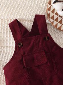 SHEIN Baby Boy Solid Color Simple And Versatile Jumpsuits Autumn Family Matching Photoshoot Burgundy Red Cute Casual - Burgundy - View 4