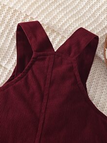 SHEIN Baby Boy Solid Color Simple And Versatile Jumpsuits Autumn Family Matching Photoshoot Burgundy Red Cute Casual - Burgundy - View 8