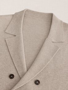 Suiteron Men's Autumn/Winter Luxury Knit Double-Breasted Casual Blazer, Loose Fit Soft Knit Cardigan, Versatile For Daily Commute Formal Old Money - Camel - View 7