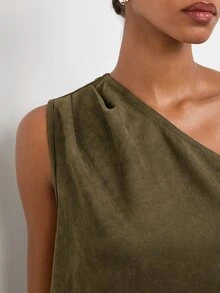 Maija Women's One-Shoulder Sleeveless Patchwork Tassel Hem Top,Going Out Outfits, Work Outfits For Women,Fall Clothes - Army Green - View 6