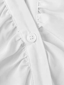 SHEIN MOD 大尺碼女款純色百褶休閒日常夏季洋裝 - 白色 - 查看 7