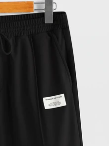 EASEVO Men's Plus Size Letter Print Short Sleeve T-Shirt And Pants Casual Set, Holiday, Vacation - Black - View 8