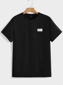 EASEVO Men's Plus Size Letter Print Short Sleeve T-Shirt And Pants Casual Set, Holiday, Vacation - Black - View 5