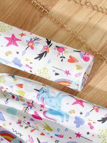 SHEIN Young Girls' Back-To-School Multi-Dimensional Cartoon Unicorn Printed Long Sleeve Comfortable Midi Dress, Suitable For Outings And Vacations, Spring And Fall - White - View 6