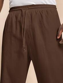 EASEVO Men's Plus Size Casual Dark Brown Woven Slim Fit Long Pants Vacation Autumn - Coffee Brown - View 6