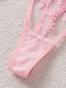 SHEIN 4pcs Women's Sexy Lingerie Set - Pink - View 7