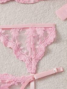 SHEIN 4pcs Women's Sexy Lingerie Set - Pink - View 6