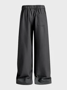 COMVAIL Plus Size Men's Solid Color Casual Versatile Daily Wear Wide Leg Pants - Dark Grey - View 2