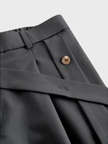 COMVAIL Plus Size Men's Solid Color Casual Versatile Daily Wear Wide Leg Pants - Dark Grey - View 3