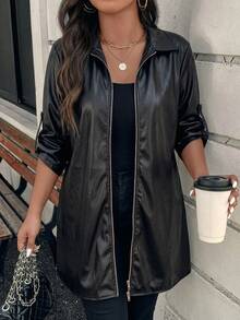 Chikora Plus Size Spring Fashion Versatile Shirt Halloween Formal Night Party Black Casual Traditional - Black - View 1