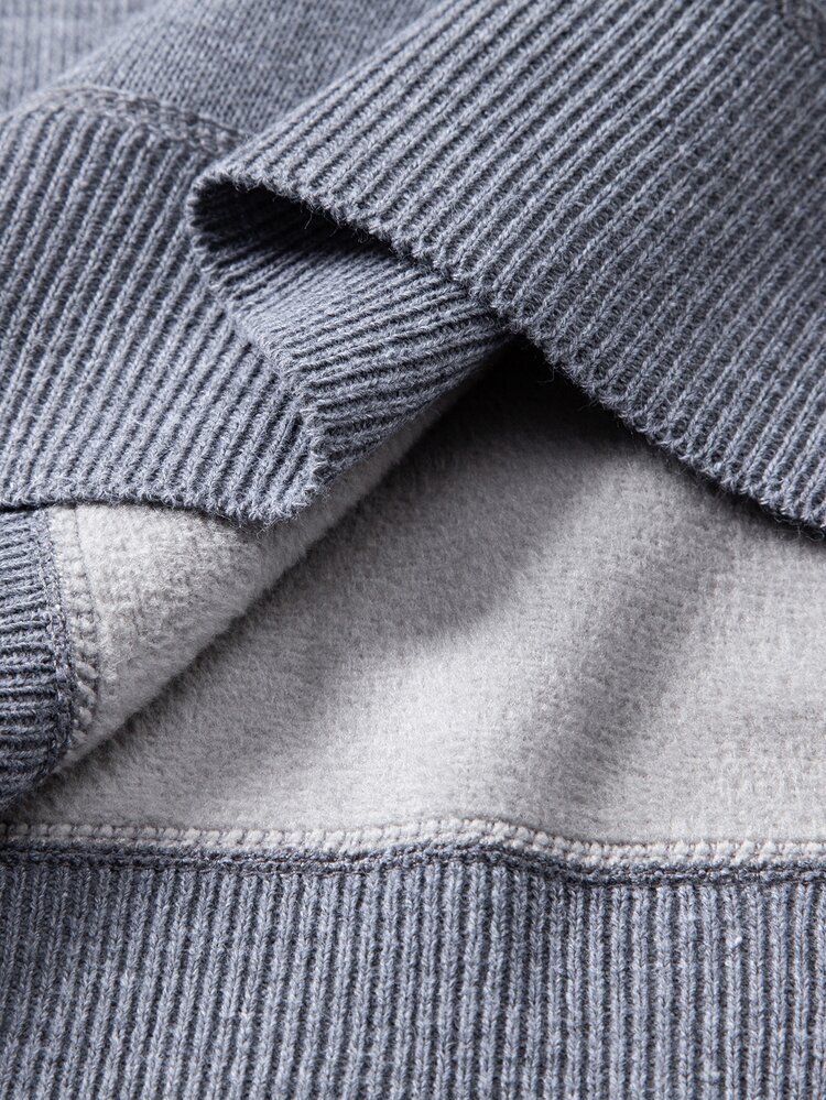 Manfinity Homme Men's Solid Color Mock Neck Knit Sweater Fall/Winter,Casual,Hiking Autumn/Winter Tops For Valentine's Day - Grey - View 6