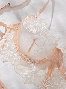 SHEIN 2pcs Women's Nude Sexy Lingerie Set - Beige - View 5