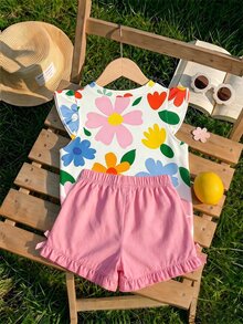 Baby Girl Casual Fashion Cute Flutter Sleeve Round Neck Top Suitable For Spring And Summer - Multicolor - View 2