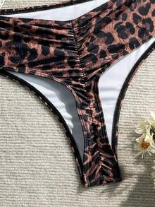 Swim Basics Women's Leopard Print Triangle Bikini Bottoms, Suitable For Summer Vacation And Beach - Multicolor - View 5