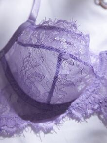 Crystal Vow 2件套玫瑰红蕾丝拼接内衣套装，成熟性感 - 淡紫色 - 查看 8