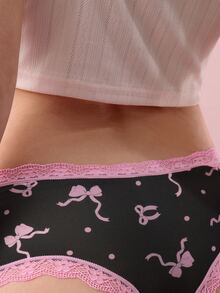 Bonmuse 3pcs Bow & Star Cute-Sweet Lace Patchwork Women Panties Set - Pink - View 7