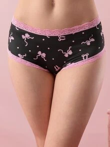 Bonmuse 3pcs Bow & Star Cute-Sweet Lace Patchwork Women Panties Set - Pink - View 6