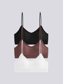 Loungeista 3pcs Women's Breathable Padded Casual Camisole Bras - Multicolor - View 2